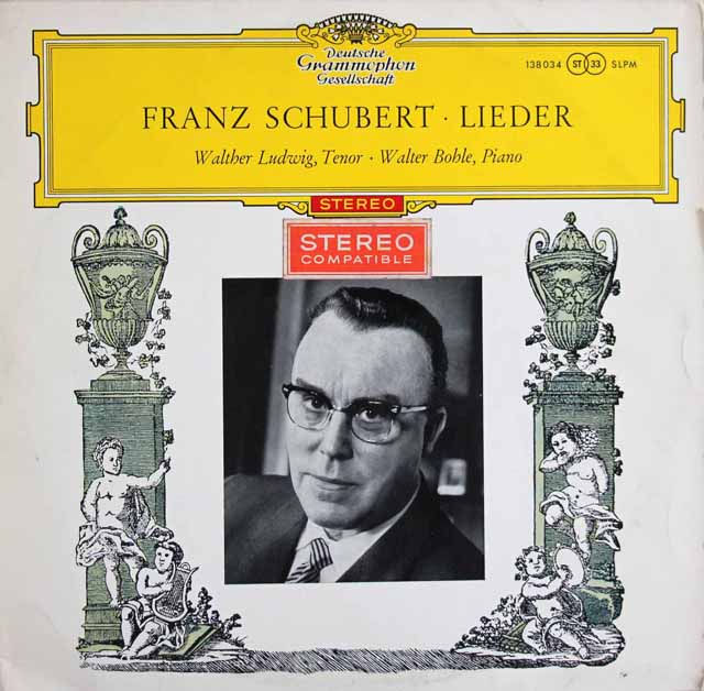 【赤ステレオ、独最初期盤】　ヴァルター・ルートヴィヒのシューベルト/歌曲集　独DGG　3518　LP レコード