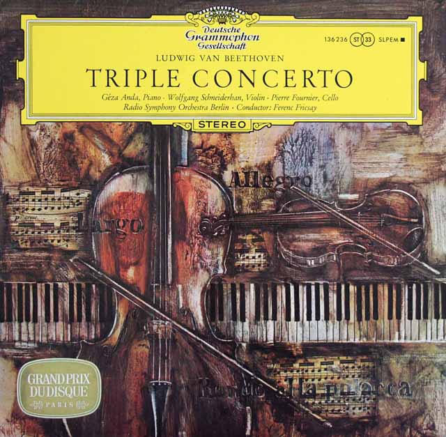 アンダ、シュナイダーハン、フルニエ、フリッチャイのベートーヴェン/三重協奏曲　独DGG　3518　LP レコード