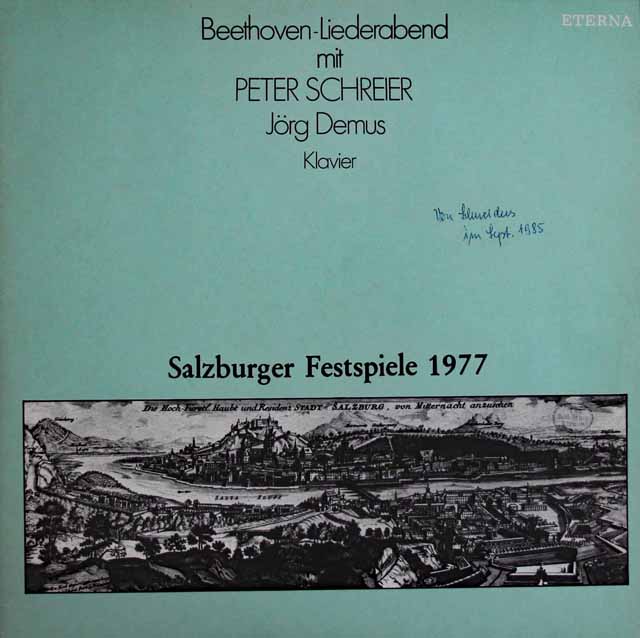 シュライアーのベートーヴェン歌曲の夕べ　（ザルツブルク音楽祭1977ライヴ）　独ETERNA　3518　LP レコード