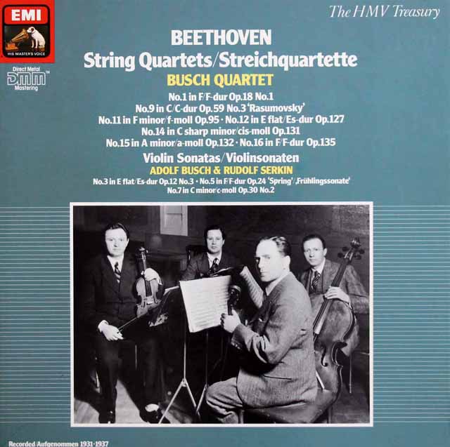 ブッシュ四重奏団のベートーヴェン/弦楽四重奏曲集　独EMI　3518　LP レコード