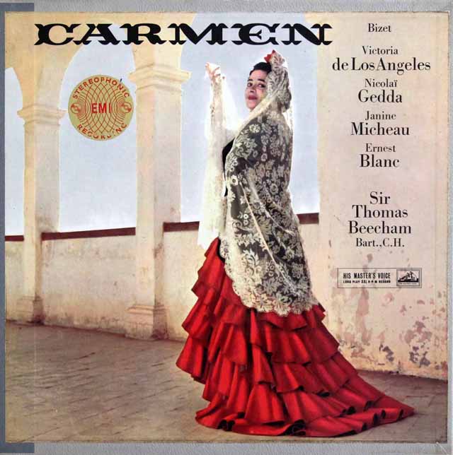 【オリジナル盤、直筆サイン入り】　ロス・アンヘレス、ビーチャムのビゼー/「カルメン」全曲　英EMI　3519　LP レコード