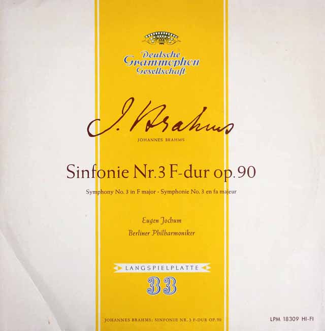 ヨッフムのブラームス/交響曲第3番　独DGG　3520　LP レコード