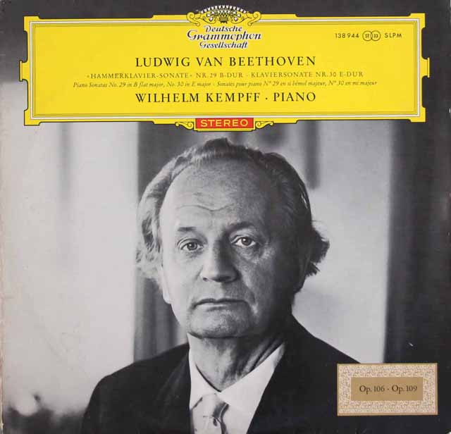 【赤ステレオ/独最初期盤】　ケンプのベートーヴェン/ピアノソナタ第29番「ハンマー・クラヴィーア」、第30番　独DGG　3520　LP レコード