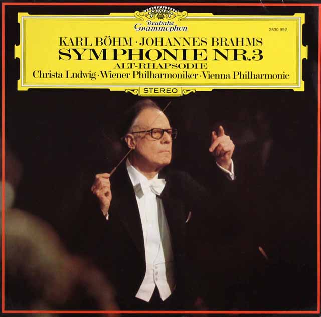 ベームのブラームス/交響曲第3番、アルト・ラプソディ　独DGG　3520　LP レコード