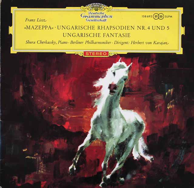 【赤ステレオ、独最初期盤】　カラヤンのリスト/マゼッパ、ハンガリー狂詩曲ほか　独DGG　3521　LP レコード