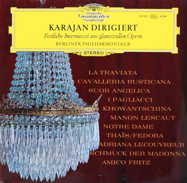 【オリジナル盤】　カラヤンの「オペラ間奏曲集」　独DGG　3521　LP レコード