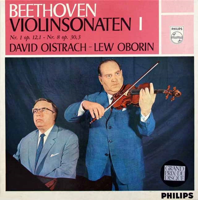 【モノラル】オイストラフ、オボーリンのベートーヴェン/ヴァイオリン・ソナタ第1、8番　蘭PHILIPS　3521　LP レコード