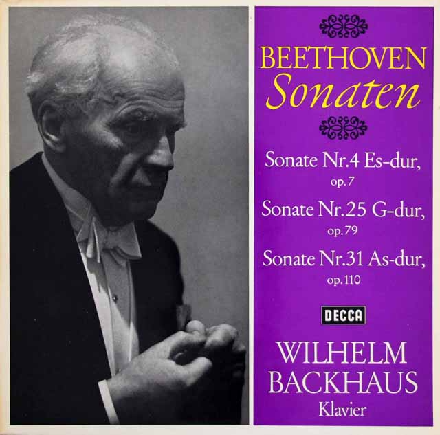 バックハウスのベートーヴェン/ピアノソナタ第4、25、31番　独DECCA　3522　LP レコード