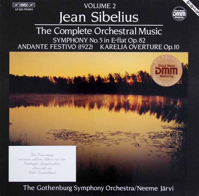 ヤルヴィのシベリウス/交響曲第5番ほか　独BIS　3523　LP レコード
