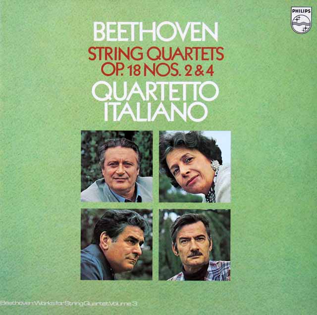 イタリア四重奏団のベートーヴェン/弦楽四重奏曲第2&4番　蘭PHILIPS　3523　LP レコード