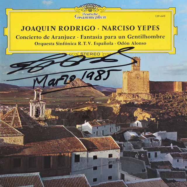 【直筆サイン入り】　イエペス、アロンソのロドリーゴ/アランフェス協奏曲ほか　独DGG　3524　LP レコード
