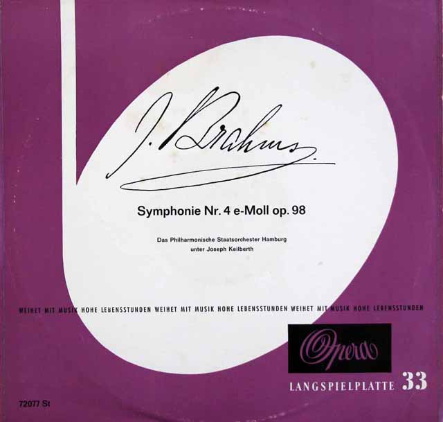 カイルベルトのブラームス/交響曲第4番　独TELEFUNKEN　3524　LP レコード