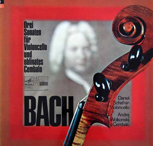 シャフラン、ヴォルコンスキーのバッハ/3つのチェロソナタ　独Melodiya-Auslese　3524　LP レコード