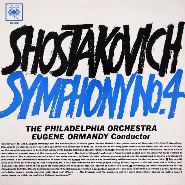 オーマンディのショスタコーヴィチ/交響曲第4番　英CBS　3524　LP レコード