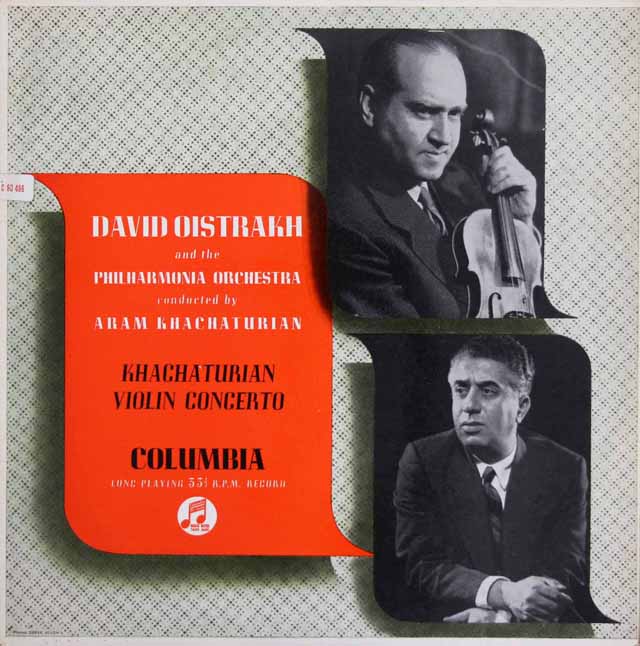 オイストラフ、ハチャトゥリアンの自作自演/ヴァイオリン協奏曲　英Columbia　3525　LP レコード