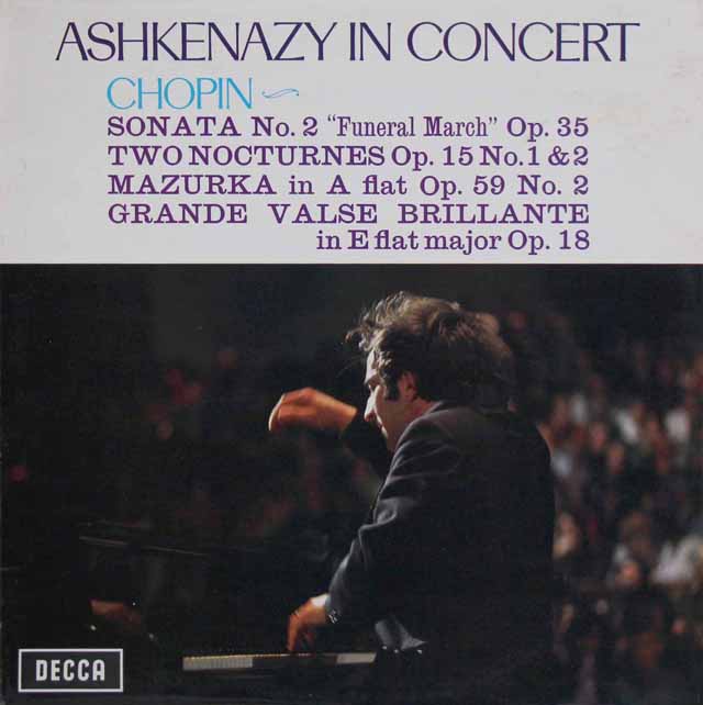 【オリジナル盤】　アシュケナージ・イン・コンサート　ショパン/ピアノソナタ「葬送行進曲」ほか　英DECCA　3525　LP レコード