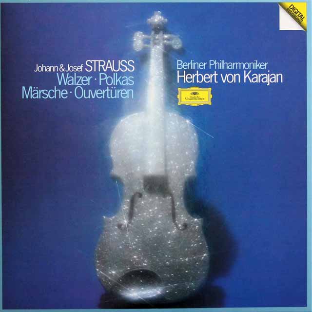 カラヤンのヨハン、ヨーゼフ・シュトラウス/ワルツ、ポルカ、マーチ、序曲集　独DGG　3525　LP レコード