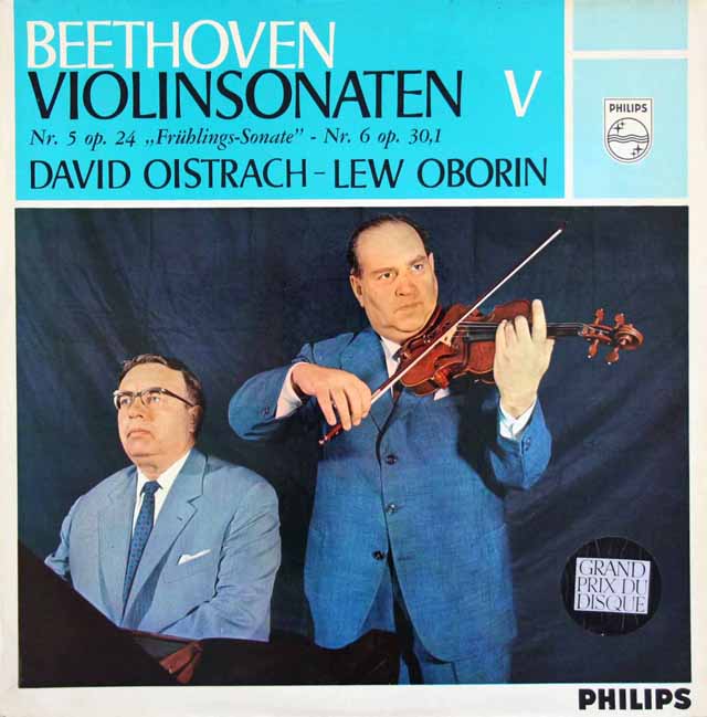 【モノラル】　オイストラフ、オボーリンのベートーヴェン/ヴァイオリンソナタ第5番「春」、第6番　蘭PHILIPS　3526　LP レコード