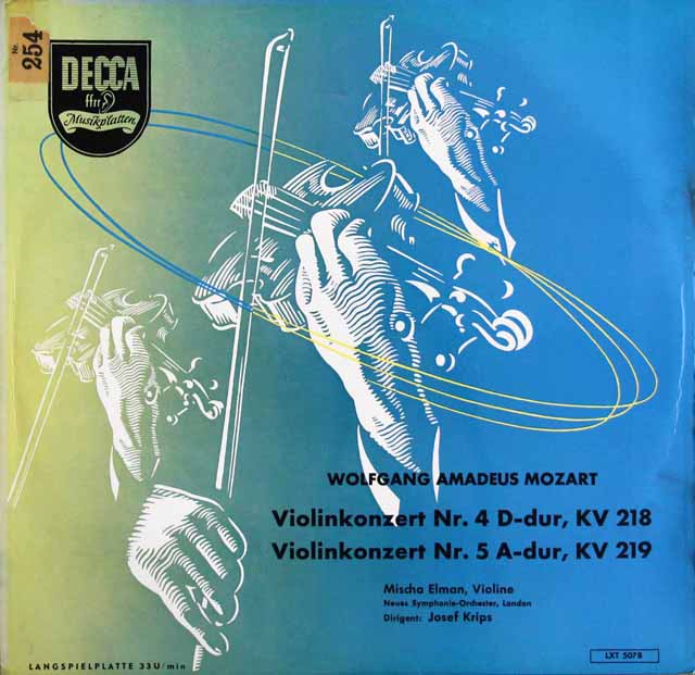 エルマン、クリップスのモーツァルト/ヴァイオリン協奏曲第4、5番　独DECCA　3526　LP レコード