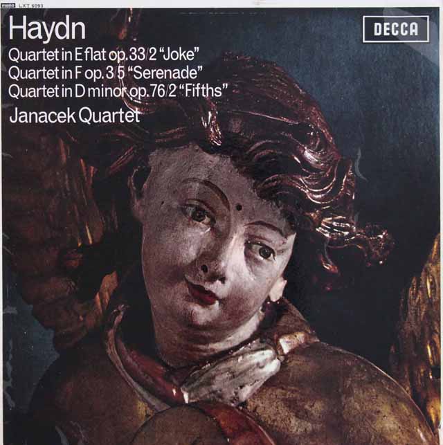 【モノラル】　ヤナーチェク四重奏団のハイドン/弦楽四重奏曲第38番「冗談」ほか　英DECCA　3526　LP レコード