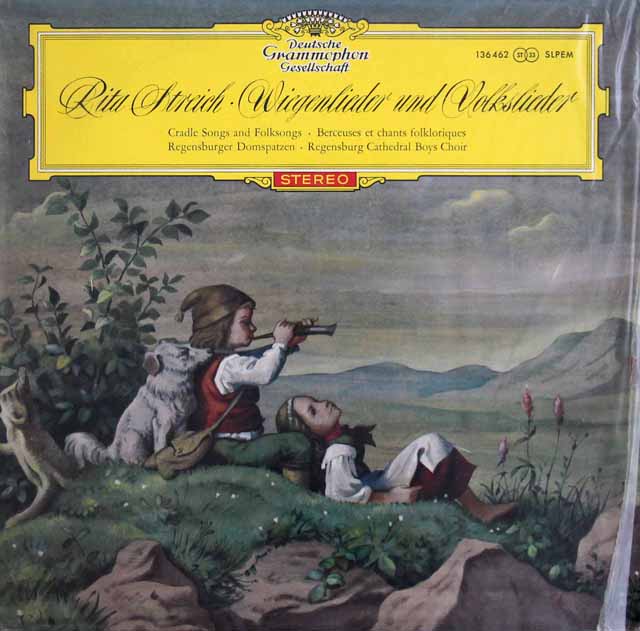 【サイン入りプログラム付き・赤ステレオ/独最初期盤】　シュトライヒ/子守歌と民謡集 　独DGG　3527　LP レコード