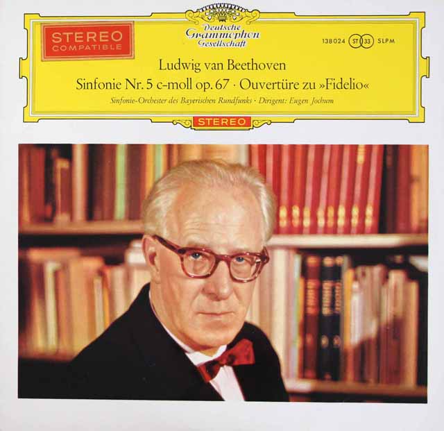 【赤ステレオ/独最初期盤】　ヨッフムのベートーヴェン/交響曲第5番＆「フィデリオ」序曲　独DGG　3528　LP レコード