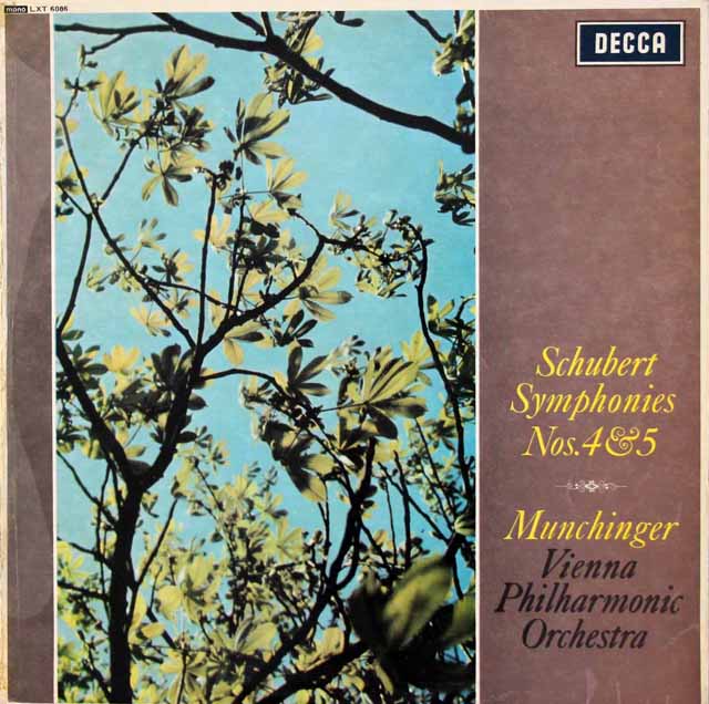 【モノラル】　ミュンヒンガーのシューベルト/交響曲第4番「悲劇的」、第5番　英DECCA　3528　LPレコード