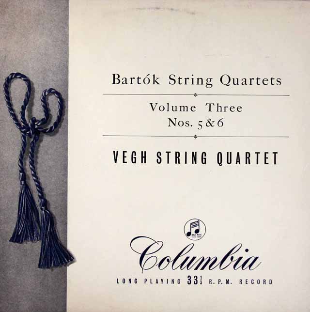 【オリジナル盤】　ヴェーグ四重奏団のバルトーク/弦楽四重奏曲第5&6番 　英Columbia　3528　LP レコード