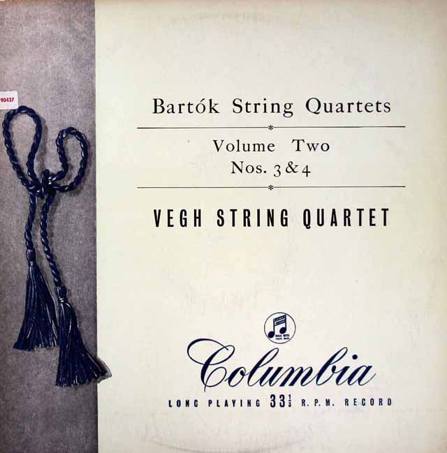 【オリジナル盤】　ヴェーグ四重奏団のバルトーク/弦楽四重奏曲第3&4番 　英Columbia　3528　LP レコード