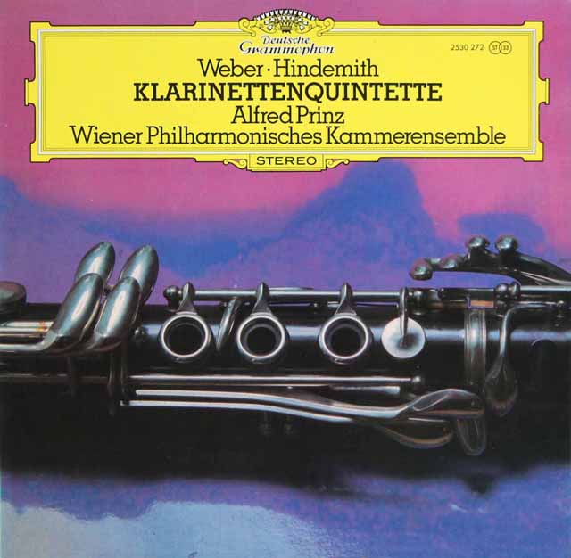プリンツ、ウィーン室内合奏団のウェーバー、ヒンデミット/クラリネット五重奏曲　独DGG　3529　LP レコード