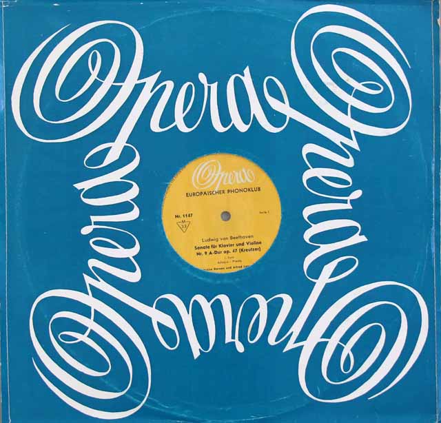 レーヴェングート、ドローのベートーヴェン/ヴァイオリンソナタ第9番「クロイツェル」　独Opera　3530　LP レコード
