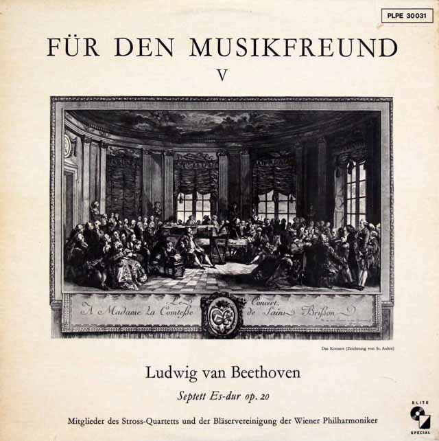 シュトロス四重奏団メンバー、ウィーン・フィル管楽団員のベートーヴェン/七重奏曲 変ホ長調　スイスELITE SPECIAL　3530　LP レコード