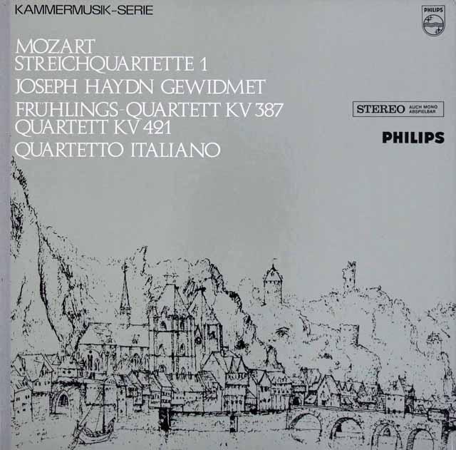 イタリア四重奏団のモーツァルト/弦楽四重奏曲第14番「春」、第15番 　蘭PHILIPS　3530　LP レコード