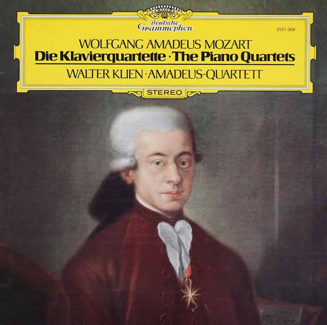 クリーン、アマデウス四重奏団のモーツァルト/ピアノ四重奏曲第1、2番　独DGG　3532　LP レコード