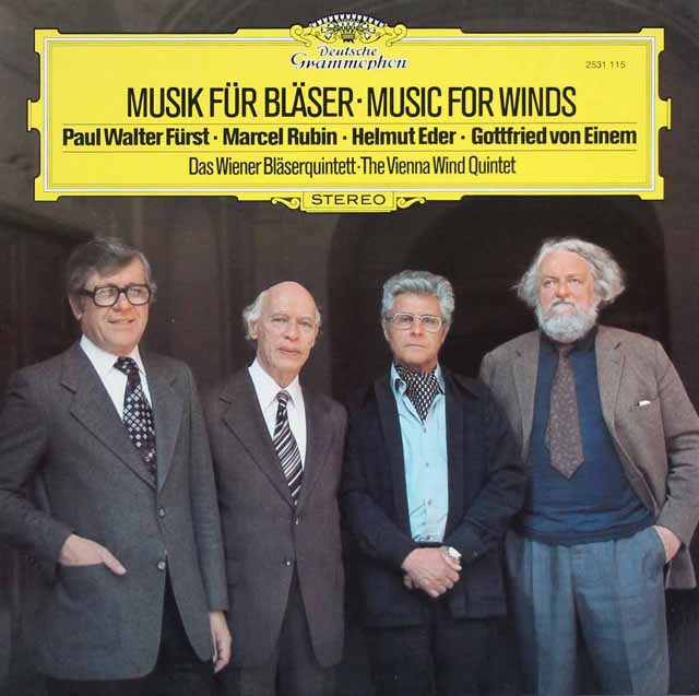 ウィーン木管五重奏団のアイネム、エーダーほか/木管五重奏のための音楽　独DGG　3532　LP レコード