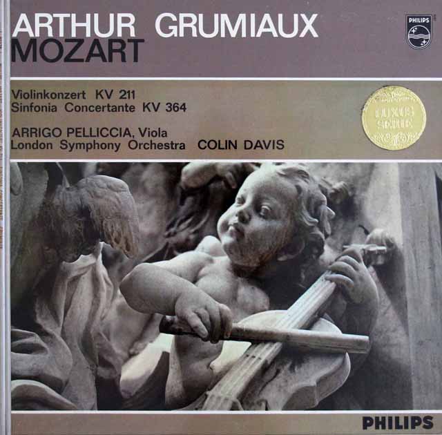 【モノラル】　グリュミオー、デイヴィスのモーツァルト/ヴァイオリン協奏曲第2番ほか　蘭PHILIPS　3532　LP レコード
