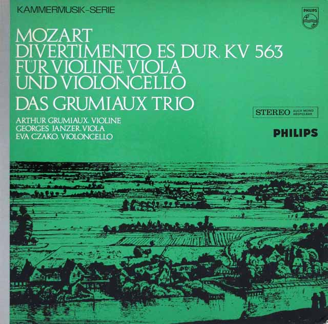 グリュミオー・トリオのモーツァルト/弦楽三重奏のためのディヴェルティメント　蘭PHILIPS　3532　LP レコード