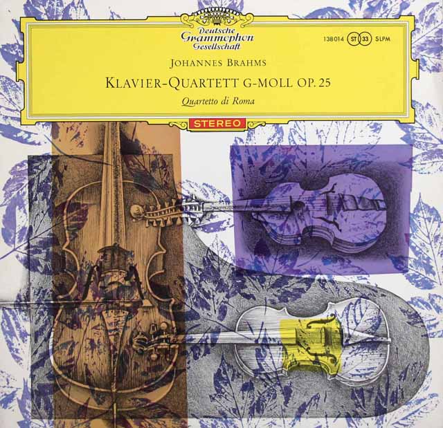 【赤ステレオ/独最初期盤】　ローマ四重奏団のブラームス/ピアノ四重奏曲第1番　独DGG　3533　LP レコード