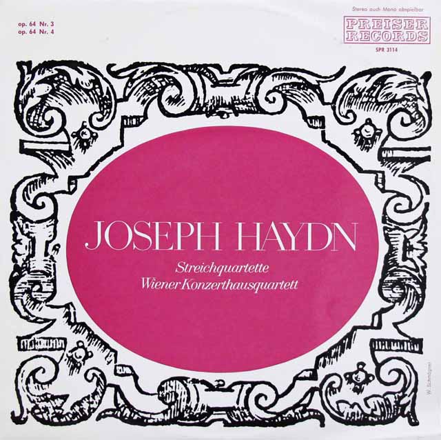 ウィーン・コンツェルトハウス弦楽四重奏団のハイドン/弦楽四重奏曲第65、66番　オーストリアPreiser Records　3533　LP レコード