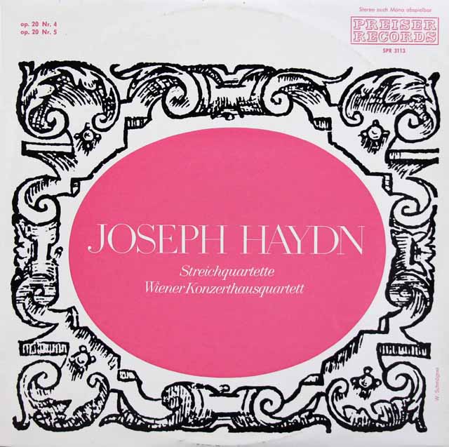 ウィーン・コンツェルトハウス弦楽四重奏団のハイドン/弦楽四重奏曲第34、35番　オーストリアPreiser Records　3533　LP レコード