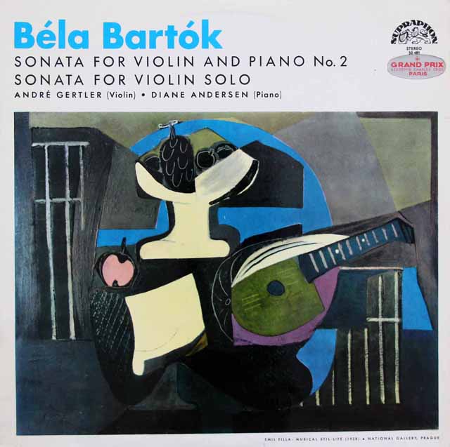 ジェルトレル、アンダーセンのバルトーク/ヴァイオリンとピアノのためのソナタ第2番ほか　チェコSUPRAPHON　3534　LP レコード