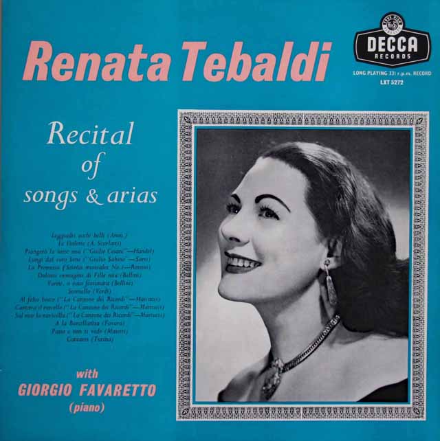 テバルディ歌曲とアリア集　英DECCA　3534　LP レコード