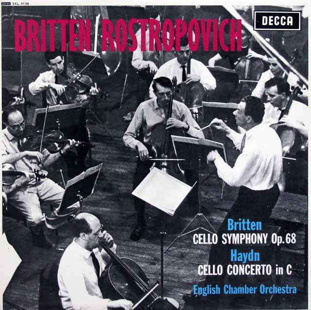 ロストロポーヴィッチ、ブリテンのブリテン、ハイドン/チェロ協奏曲集　英DECCA　3534　LP レコード