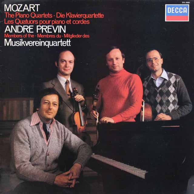 プレヴィン、ムジークフェライン四重奏団のモーツァルト/ピアノ四重奏曲第1、2番　蘭DECCA　3535　LP レコード
