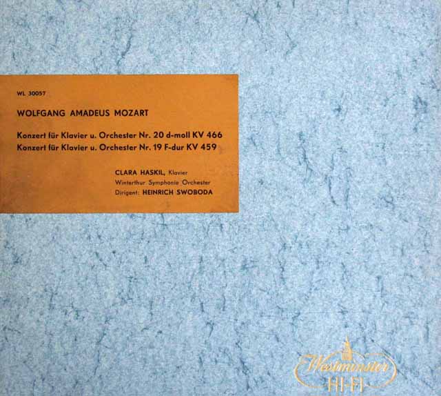 ハスキル、スヴォボダのモーツァルト/ピアノ協奏曲第19、20番　墺Westminster　3536　LP レコード