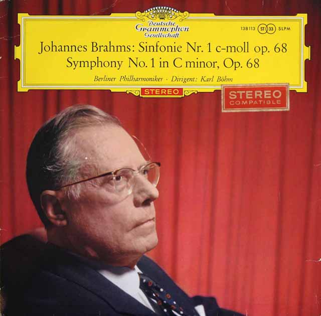 【赤ステレオ/独最初期盤】　ベームのブラームス/交響曲第1番 ハ短調　独DGG　3536　LP レコード