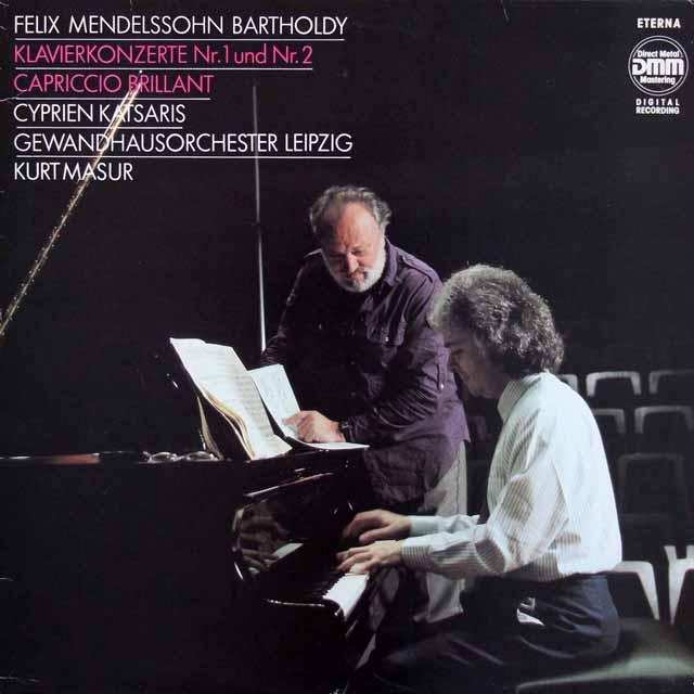 カツァリス、マズアのメンデルスゾーン/ピアノ協奏曲第1、2番 　独ETERNA　3537　LP レコード