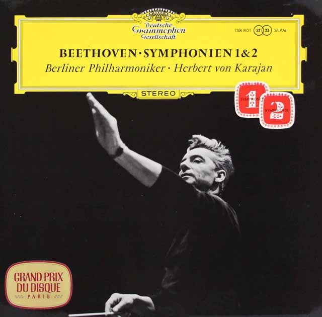 【独最初期盤】　カラヤンのベートーヴェン/交響曲第1、2番　独DGG　3537　LP レコード