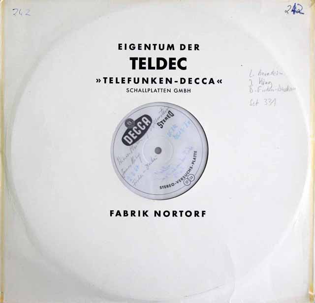 【テストプレス】　D.F=ディースカウ&バーンスタインのマーラー/「大地の歌」　独DECCA　3537　LP レコード