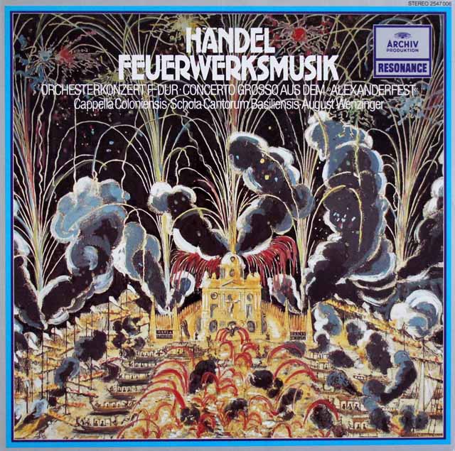 ヴェンツィンガーのヘンデル/「王宮の花火の音楽」ほか　独ARCHIV　3539　LP レコード